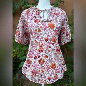 Knox Rose Pink and Orange Floral Blouse
